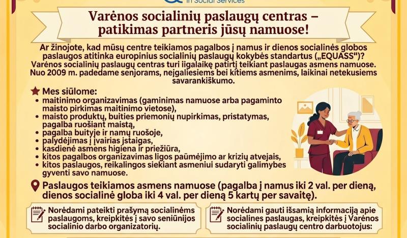 Varėnos socialinių paslaugų centras – patikimas partneris jūsų namuose